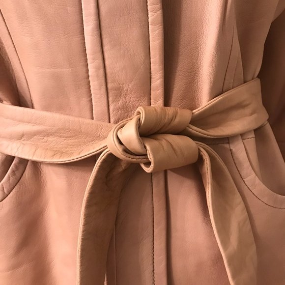 Nordstrom Leather Jacket with belt and closure with 5 hidden buttons. - Picture 3 of 12